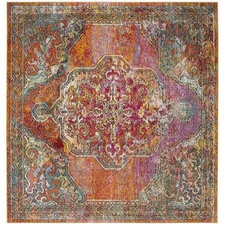 Safavieh 5 x 5 ft. Square Crystal Power Loomed Rug; Orange & Light Blue CRS502A-5SQ